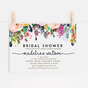 Bridal Shower Invitation Template, Floral Bridal Invite, Spring Bridal Shower Card, Instant Download, DIY Editable Invitation, LDC-SUB image 1