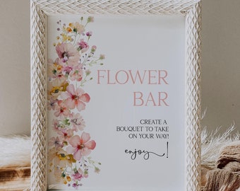Wildflower Flower Bar Sign, Pink Blush Bridal Shower, Bouquet Bar Sign, Make a Bouquet Sign, Flower Bar Sign, Shower Sign Printable, MILLIE