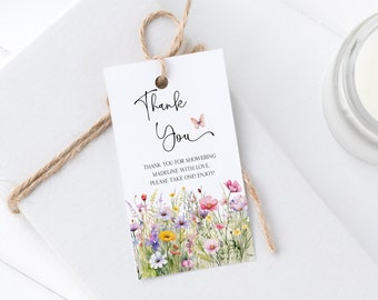 Wildflower Thank You Tag Template, Butterfly, Instant Download Printable Editable Tag, Floral Bridal Shower, Baby Shower, Birthday, LDC-AMY