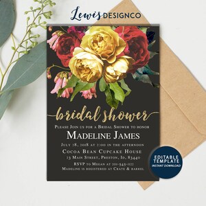 Fall Bridal Shower Invitation, Autumn Bridal Shower Invite, Wedding Invitation, Editable Template Instant Download, Winter Bridal Shower pdf