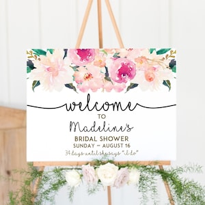Floral Bridal Shower Welcome Sign, Bridal Shower Floral Sign, 18x24 Sign, Printable Editable Template Instant Download Pink Orange LDC-ROM