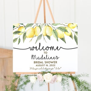 Lemon Bridal Shower Welcome Sign, Summer Bridal Shower Floral Sign, Lemon Theme, Printable Editable Template Instant Download Yellow LDC-LEM