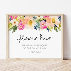 Flower Bar Sign, Yellow Pink Floral, Bridal Shower, Bouquet Bar Sign, Make a Bouquet Sign, Flower Bar Sign, Shower Sign Printable, LDC-POR