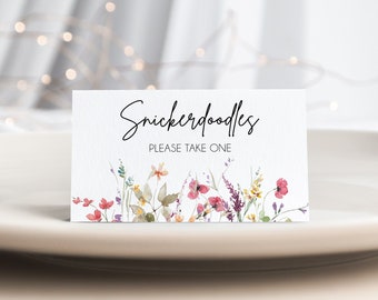 Wildflower Food Tent Templates, Editable Place Card, Floral Place Card Template,  Dessert table Card, Wildflower Tent Fold Cards, LDC-WIL