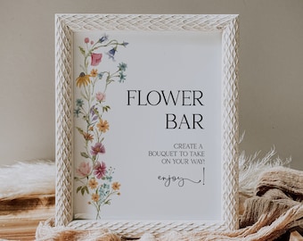 Letrero de barra con flores silvestres, despedida de soltera, letrero de barra con ramos, letrero para hacer un ramo, letrero de barra con flores, letrero imprimible para despedida de soltera, LDC-LEA