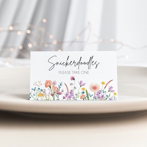 Wildflower Food Tent Templates, Editable Place Card, Floral Place Card Template,  Dessert table Card, Wildflower Tent Fold Cards, LDC-BOU