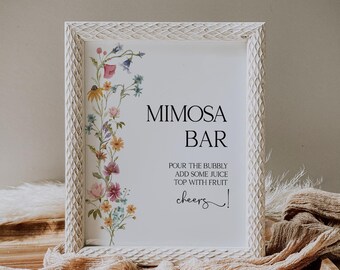 Wildflower Mimosa Bar Sign, Printable Mimosa Bar Sign, Floral Mimosa Bar Sign, Shower Sign Template, Printable Instant Download LDC-LEA