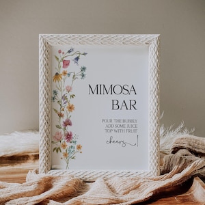 Wildflower Mimosa Bar Sign, Printable Mimosa Bar Sign, Floral Mimosa Bar Sign, Shower Sign Template, Printable Instant Download LDC-LEA