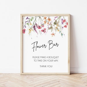Wildblumen-Blumen-Bar-Schild, Brautparty, Blumenstrauß-Bar-Schild, Make a Bouquet-Schild, Blumen-Bar-Schild, Duschschild zum Ausdrucken, LDC-WIL