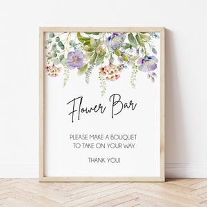 Wildflower Flower Bar Sign, Bridal Shower, Bouquet Bar Sign, Make a Bouquet Sign, Flower Bar Sign, Shower Sign Printable, LDC-WILD