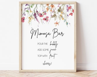 Wildflower Mimosa Bar Sign, Printable Mimosa Bar Sign, Floral Mimosa Bar Sign, Shower Sign Template, Printable Instant Download LDC-WIL
