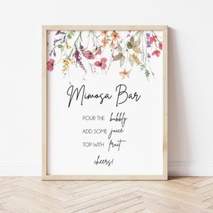 Wildflower Mimosa Bar Sign, Printable Mimosa Bar Sign, Floral Mimosa Bar Sign, Shower Sign Template, Printable Instant Download LDC-WIL