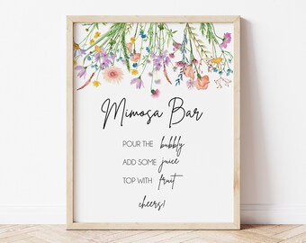 Wildflower Mimosa Bar Sign, Printable Mimosa Bar Sign, Floral Mimosa Bar Sign, Shower Sign Template, Printable Instant Download LDC-BOU