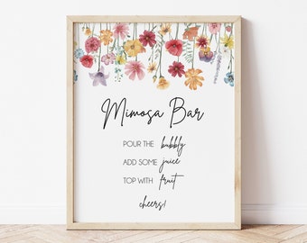 Wildflower Mimosa Bar Sign, Printable Mimosa Bar Sign, Floral Mimosa Bar Sign, Shower Sign Template, Printable Instant Download LDC-BOR