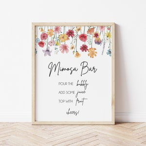 Wildflower Mimosa Bar Sign, Printable Mimosa Bar Sign, Floral Mimosa Bar Sign, Shower Sign Template, Printable Instant Download LDC-BOR