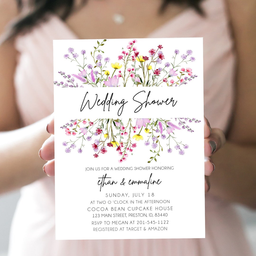 Wildflower Wedding Shower Invitation Bridal Shower Invite Etsy