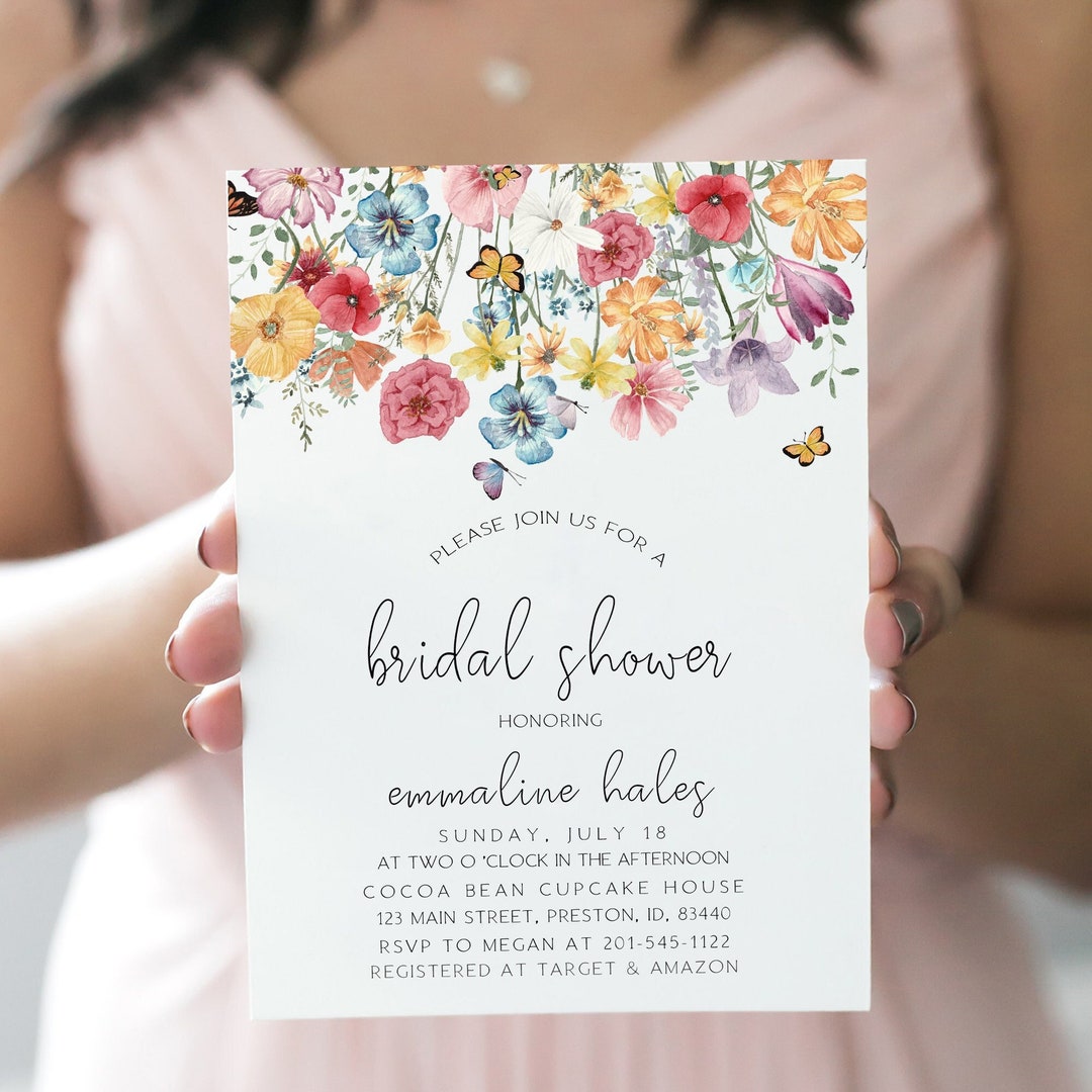 Wildflower Bridal Shower Invitation, Bridal Shower Invite Template