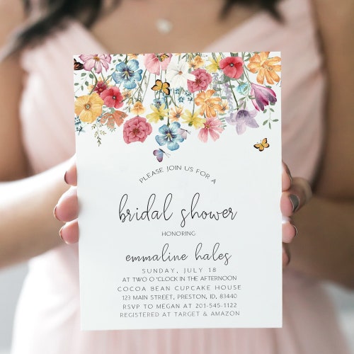 Wildflower Bridal Shower Invitation Bridal Shower Invite Etsy