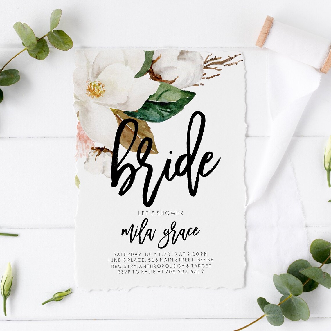 Bridal Shower Invitation Magnolia Bridal Shower Invite Etsy