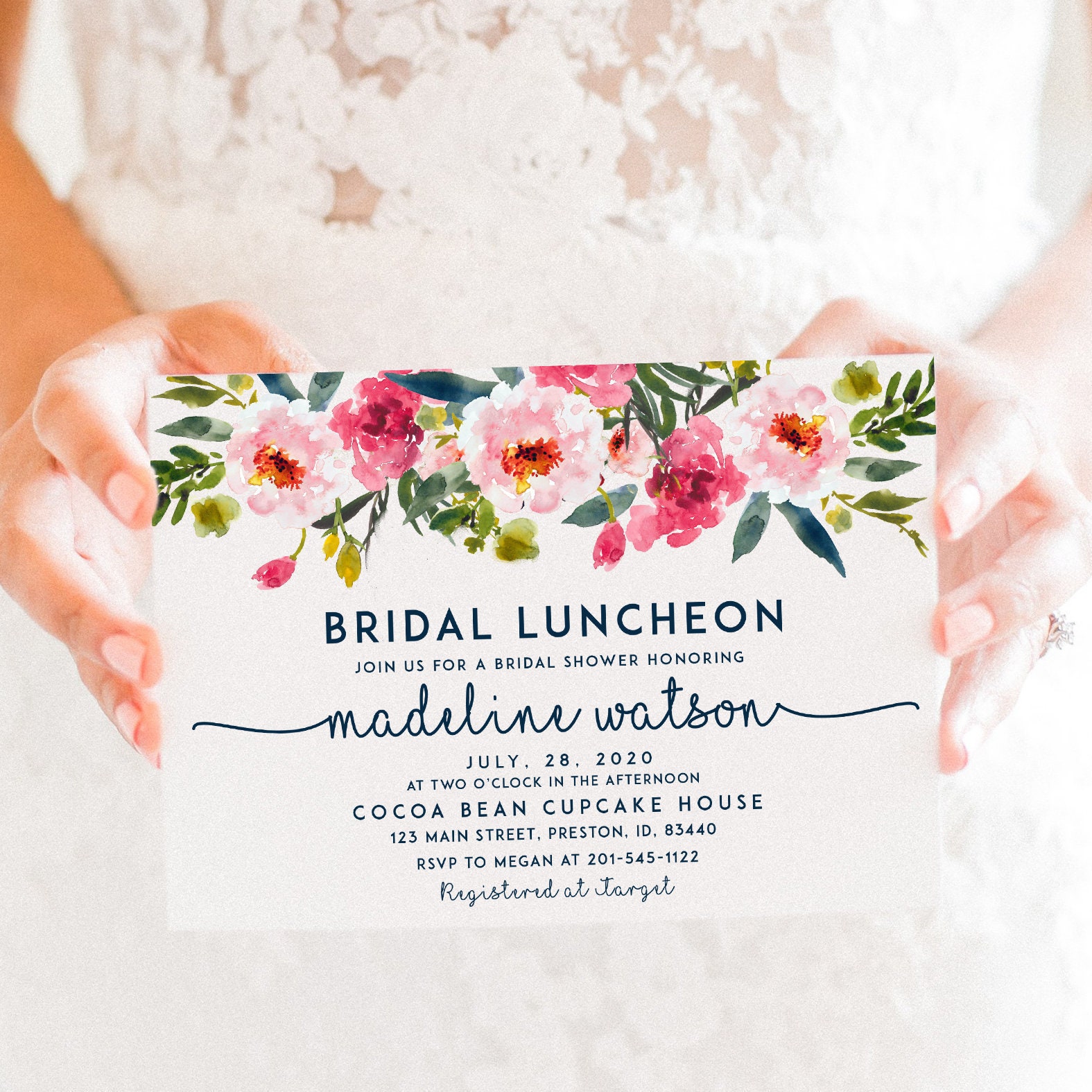 Bridal Luncheon Invitation Floral Bridal Shower Invite Etsy