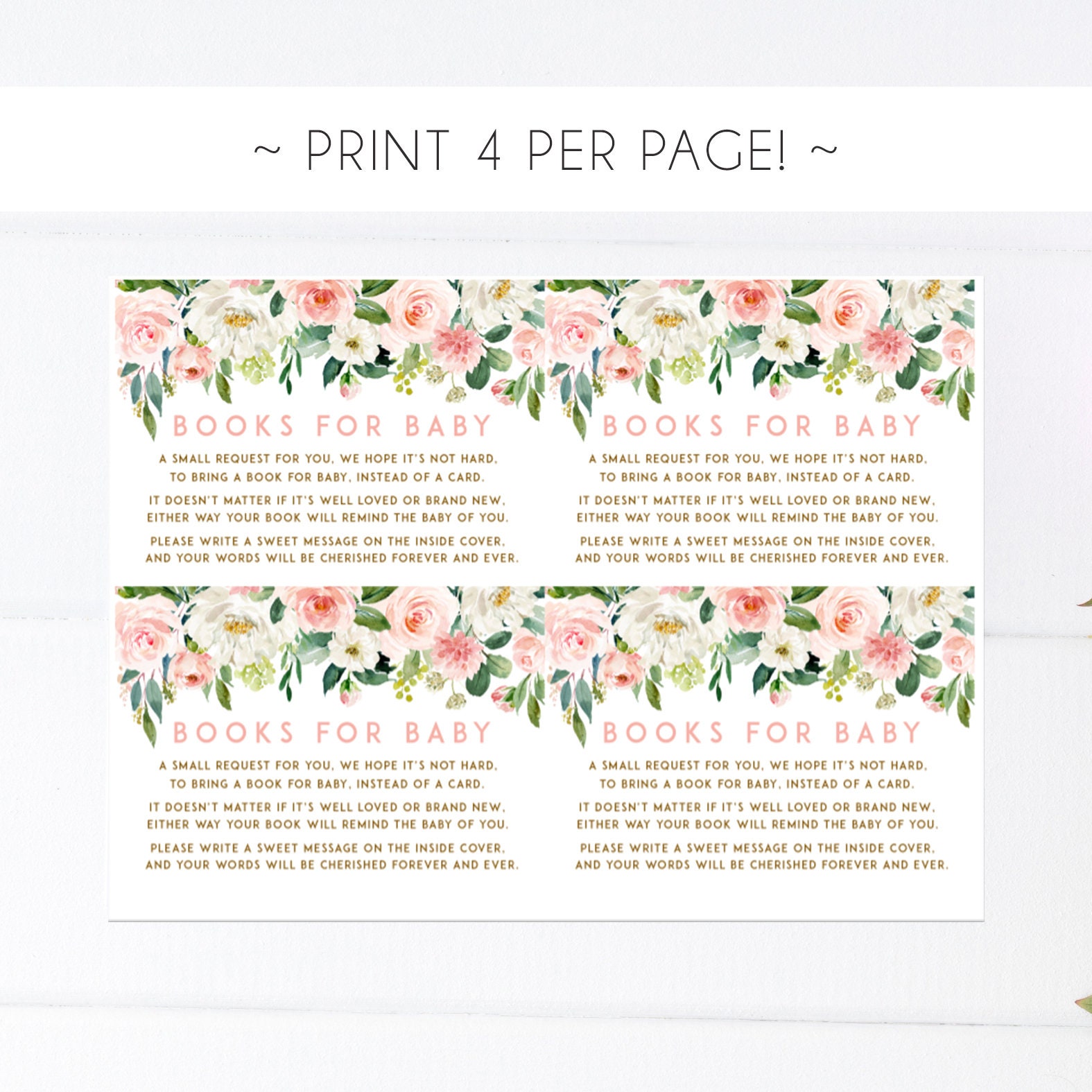 Books for Baby Baby Shower Book Request Card Floral Book | Etsy