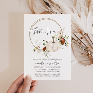 Invitación a la despedida de soltera floral de otoño, invitación a la despedida de soltera de otoño, enamorarse, descarga instantánea, tarjeta editable imprimible DIY, boda LDC-FAL