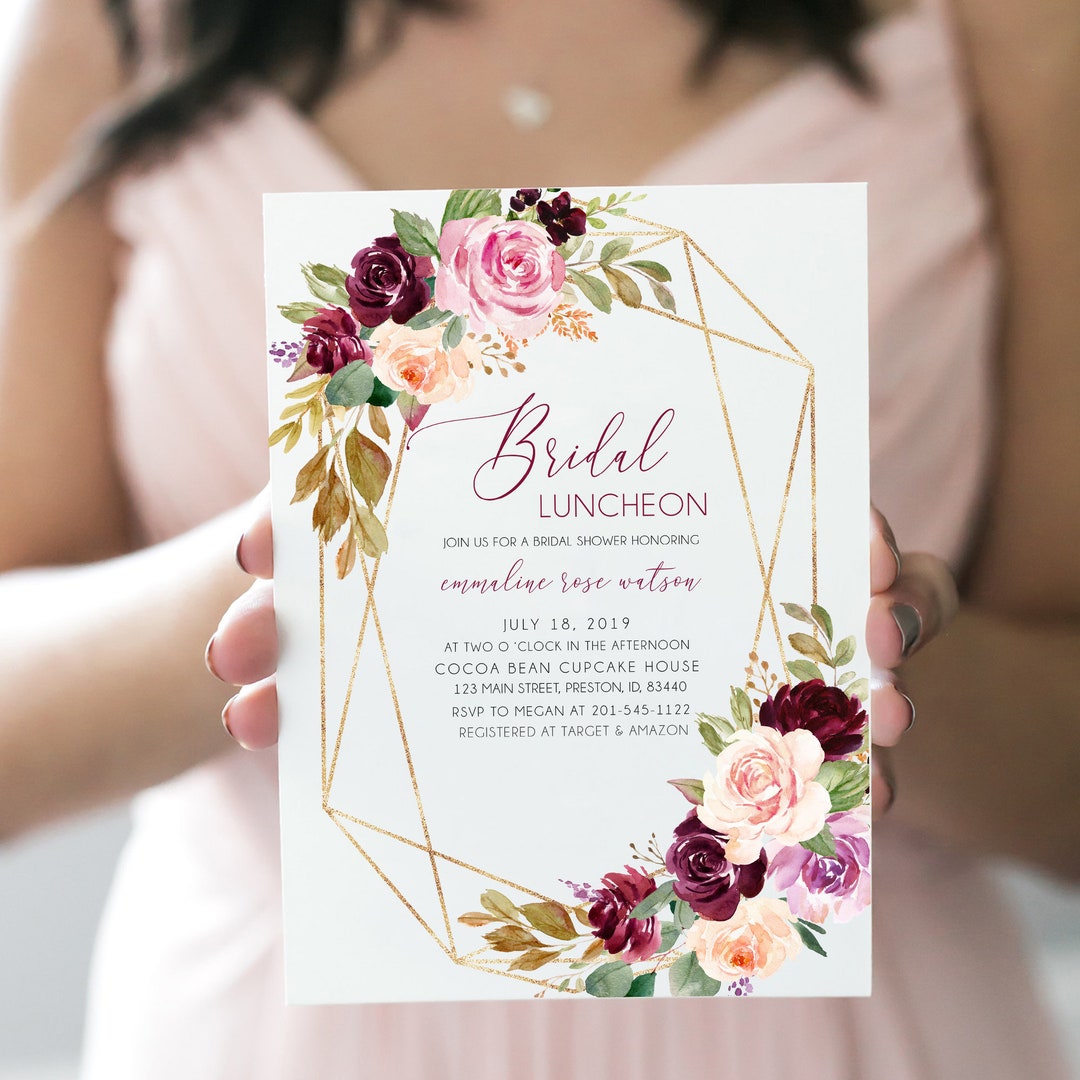 Bridal Luncheon Invitation Template, Fall Bridal Shower Invite ...