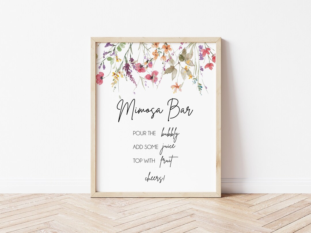 Wildflower Mimosa Bar Sign, Printable Mimosa Bar Sign, Floral Mimosa ...