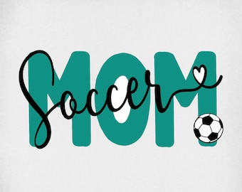 Soccer Mom svg, Soccer Ball & Heart, Cut Files for Cricut and Silhouette, Mirrored jpeg, Printable png, Instant Download