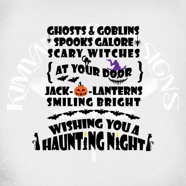 Halloween svg, Ghosts & Goblins svg, Door Decor svg, Scary Witches svg, Jack O Lantern svg, dxf, png and mirrored jpeg for iron on transfer