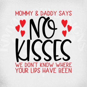 Geen kussen SVG, baby SVG, nieuwe baby SVG, baby shower SVG, we weten niet waar je lippen zijn geweest, bestanden knippen, afdrukbare JPEG voor opstrijkbare