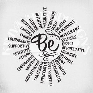 Affirmation Worte svg, Be Affirmation Sun, positive Worte svg, motivierend, Affirmation Worte, Self-Esteem Building, Wand-Dekor svg, dxf, png
