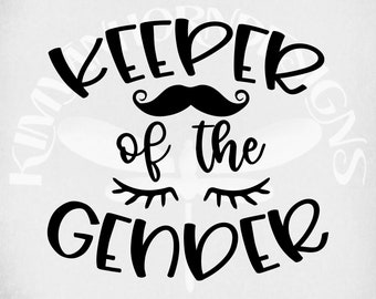 Keeper of the Gender SVG, Lashes of Staches SVG, Gender Reveal, Zwangerschap SVG, DXF, PNG en gespiegelde JPEG voor opstrijkbare transferpapier