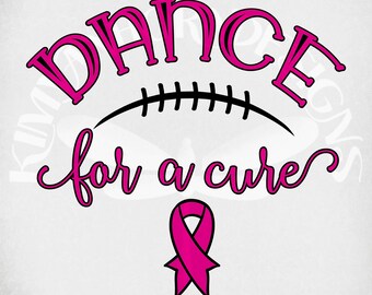 Dance For A Cure svg & dxf Cut Files, Breast Cancer Awareness svg, Pink Ribbon svg, Printable Transparent png and Mirrored jpeg