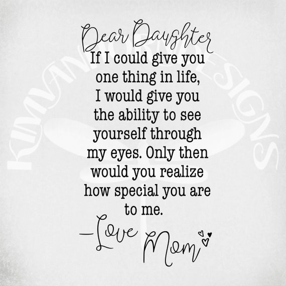 Dear Daughter Svg & Dxf Cut Files Printable Png and Mirrored - Etsy