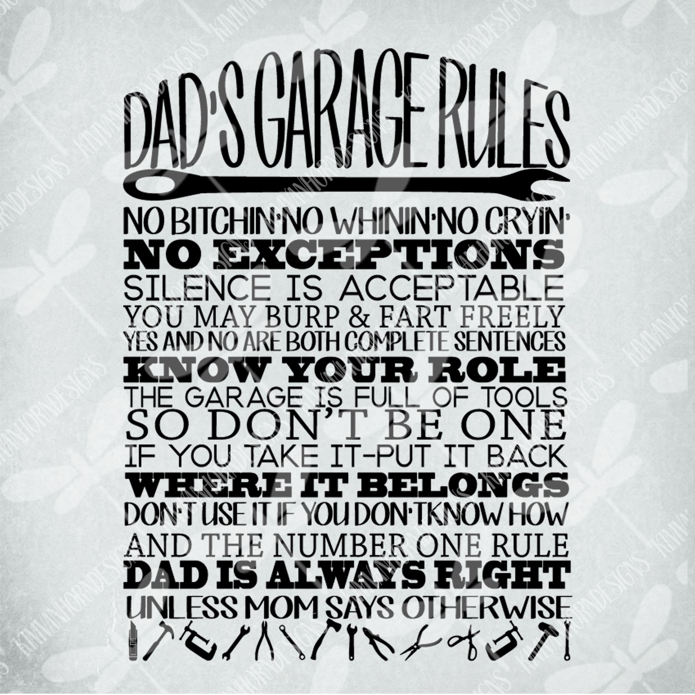 Download Dad's Garage Rules SVG Cut Files For Cricut Printable | Etsy