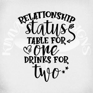 Tabela de status de relacionamento para uma bebida para dois arquivos cortados svg e dxf, png transparente e jpeg espelhado para impressão, download instantâneo