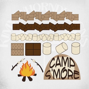 Bordures de thème camping S'mores, fichiers svg et png pour embellissements de scrapbooking, fonctionne avec les fonctions de découpe et de dessin Cricut, cadres, bordures, titres
