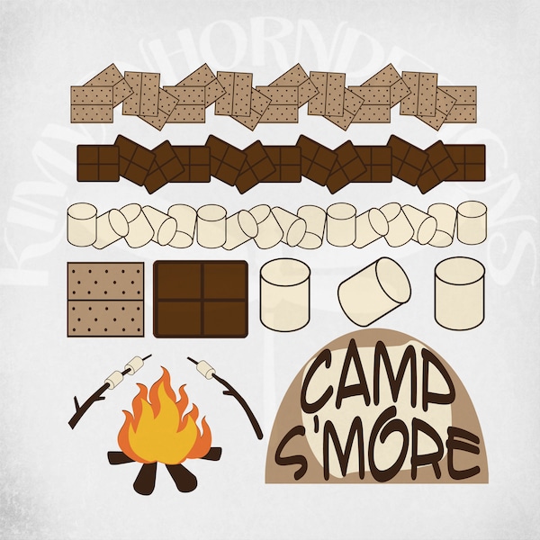 S'mores Camping Borders: SVG, PNG-Schnittdateien für Cricut