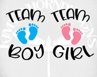 Team Boy & Team Girl svg, Gender Reveal, Pregnancy svg, dxf, png and Two Mirrored jpegs for Iron On Transfer Paper, Printable