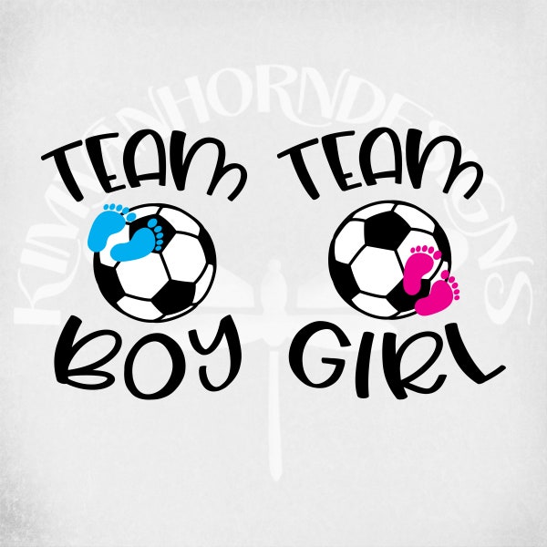 Team Boy & Team Girl svg, Soccer Gender Reveal, Pregnancy svg, dxf, png and Two Mirrored jpegs for Iron On Transfer Paper, Printable