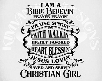 Christian Girl SVG: Bible Believin' Cut-bestand (digitale download)