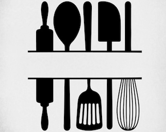 Gesplitst keukengerei SVG: Cricut & Silhouette Cut-bestanden (digitale download)