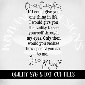 SVG "Querida Hija": Frase de Amor de Mamá, Archivos de Corte para Niña Adolescente (Descarga Digital) imagen 2
