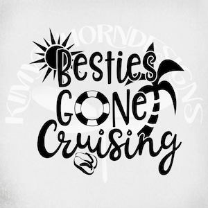 Besties Gone Cruising svg, Cruise svg, Férias svg, Verão svg, Palm Tree svg, Flip Flops svg, Arquivos de corte de colete salva-vidas