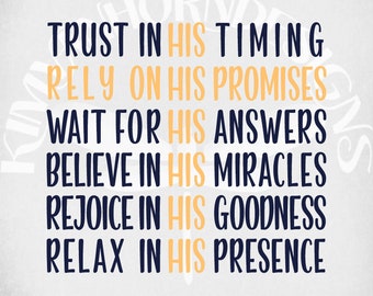 Rely On His Promises SVG: Christian Cross Cut-bestand (digitale download)