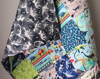 Dinosaur Baby Quilt: Glow in the Dark Dino Nursery Bedding