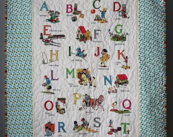 vintage nursery quilt-ABC theme nursery-alphabet quilt-vintage toy-alphabet nursery-gender neutral quilt-nursery bedding-abc baby quilt