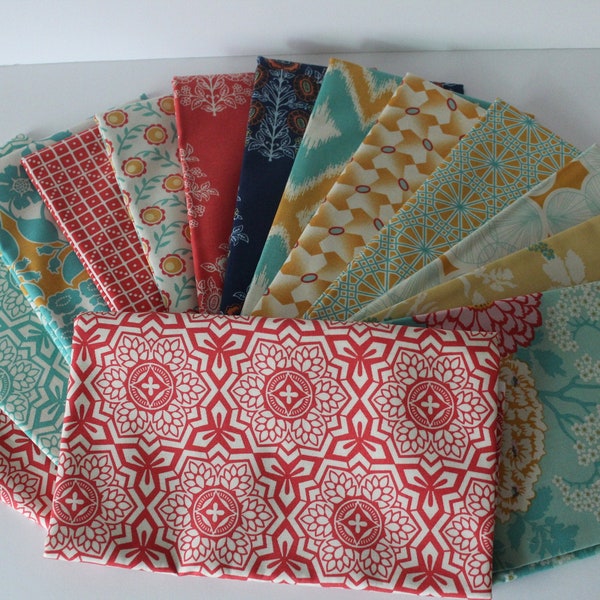 Joel Dewberry Half Yard Bundle-Botanique Fabric- Modern Fat Quarter Bundle- Joel Dewberry Fabric- Quilt Fabric Destash- Coral fabric bundle