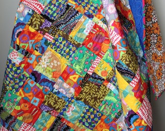 Kaffe Fassett Quilt: Modern Floral Throw, Handmade Cotton Lap Quilt